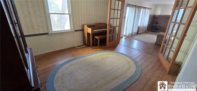 Fireplace, Interior, Piano, Wood Texture Flooring