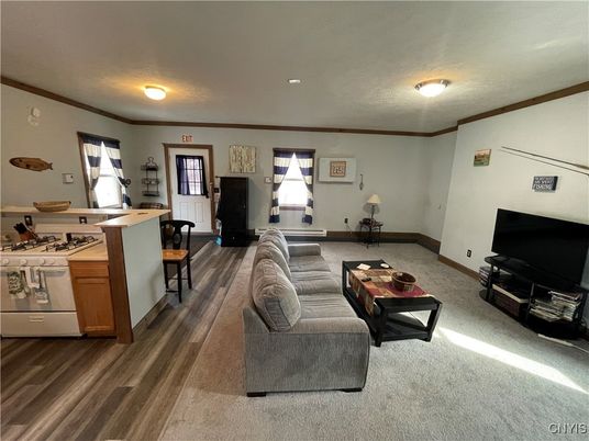Interior, Kitchen, Living room, Recessed Lighting, Wood Texture Flooring