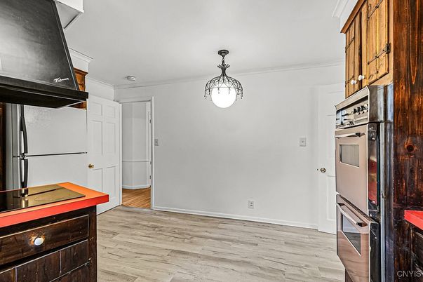 Interior, Kitchen, Pendant Lights, Wood Texture Flooring