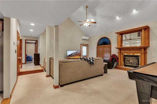 Fireplace, Interior, Living room, Recessed Lighting