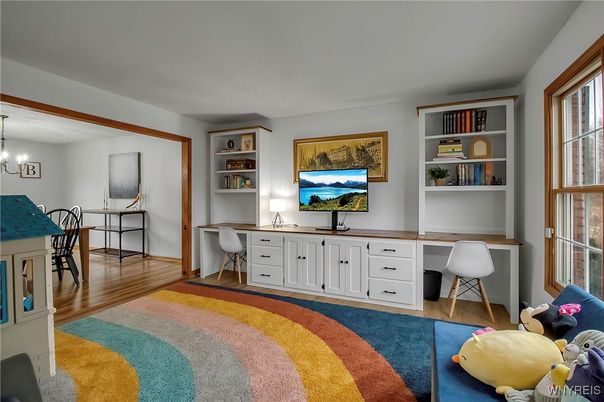 Chandelier, Home Office, Interior, Wood Texture Flooring