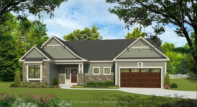 Attached, Exterior, Facade, Ranch