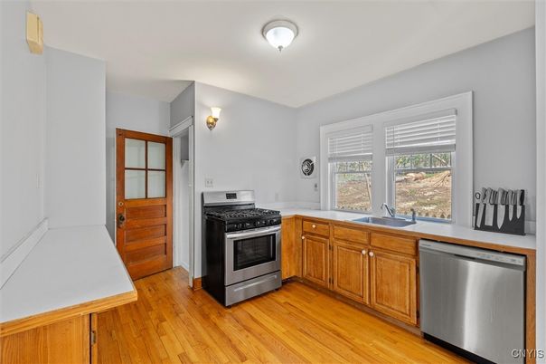 Interior, Kitchen, Stainless Steel Appliances, Wood Texture Flooring