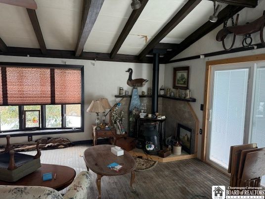 Fireplace, Interior, Living room, Wooden Beams, Wood Texture Flooring