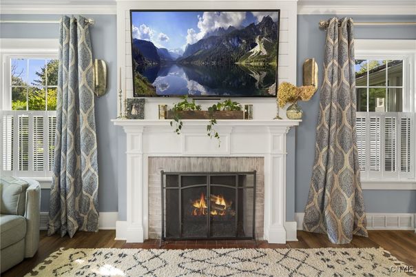 Fireplace, Interior, Wood Texture Flooring