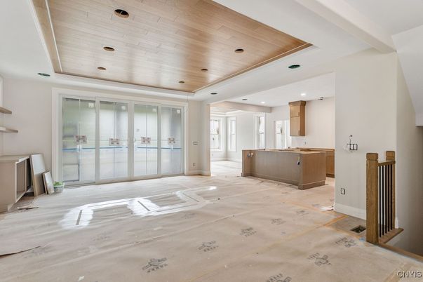 Empty room, Interior, Recessed Lighting, Wooden Ceilings