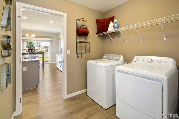 Interior, Recessed Lighting, Utility Closets, Washer, Wood Texture Flooring