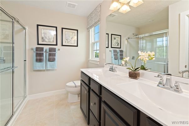Bathroom, Dual Sink Vanities, Glass Shower, Interior