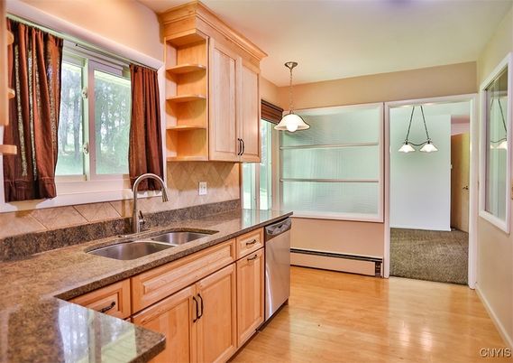 Interior, Kitchen, Pendant Lights, Wood Texture Flooring