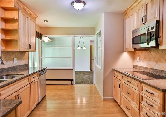 Interior, Kitchen, Pendant Lights, Wood Texture Flooring