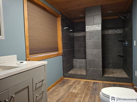 Bathroom, Interior, Recessed Lighting, Wood Texture Flooring