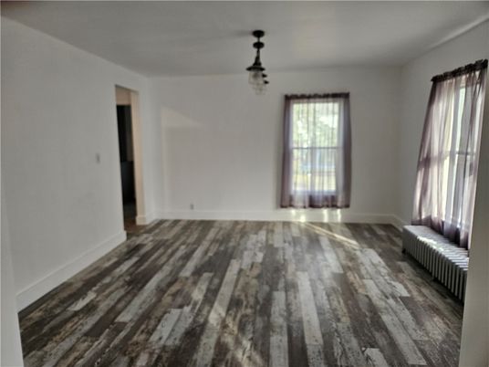 Empty room, Interior, Pendant Lights, Wood Texture Flooring