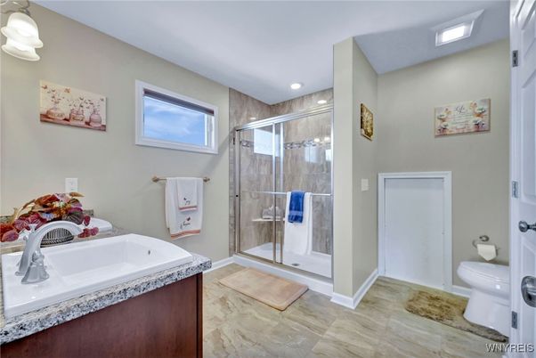 Bathroom, Glass Shower, Interior, Recessed Lighting