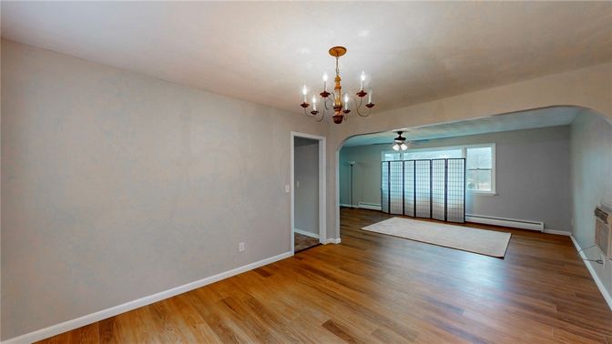Chandelier, Empty room, Interior, Wood Texture Flooring