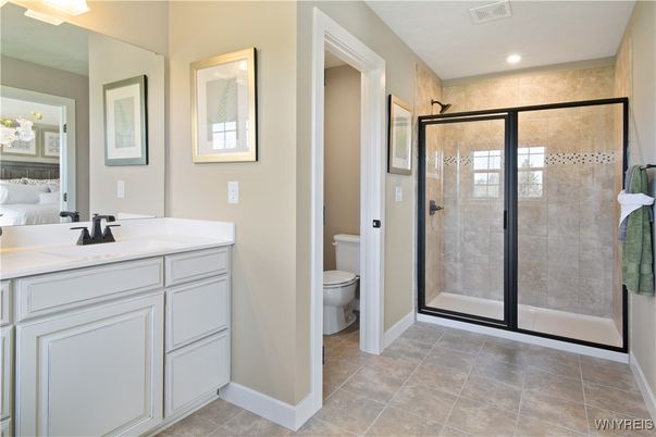 Bathroom, Glass Shower, Interior, Recessed Lighting