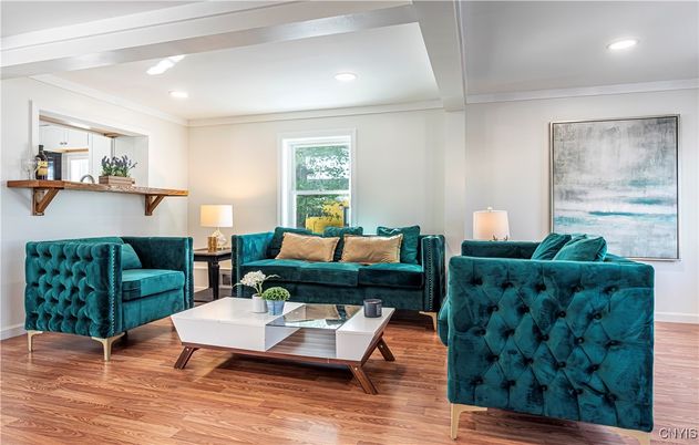 Interior, Living room, Recessed Lighting, Wood Texture Flooring