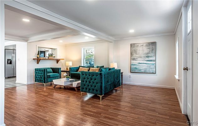 Interior, Living room, Recessed Lighting, Wood Texture Flooring