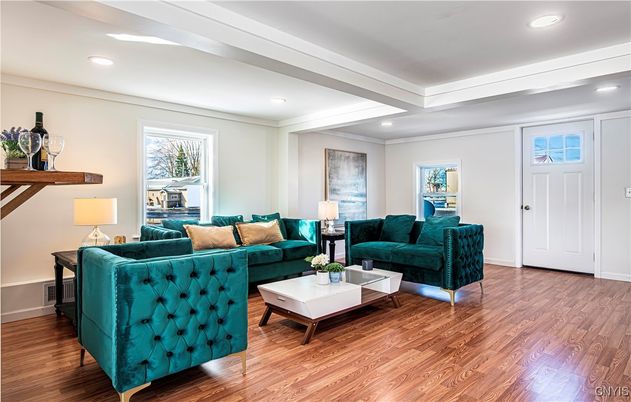 Interior, Living room, Recessed Lighting, Wood Texture Flooring