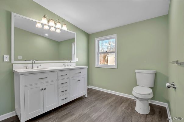 Bathroom, Dual Sink Vanities, Interior, Wood Texture Flooring