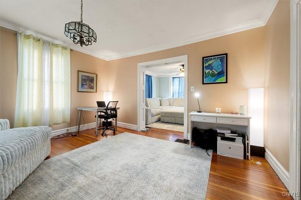 Bedroom, Home Office, Interior, Pendant Lights, Wood Texture Flooring