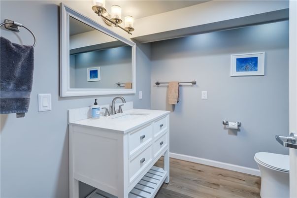 Bathroom, Dual Sink Vanities, Interior, Wood Texture Flooring