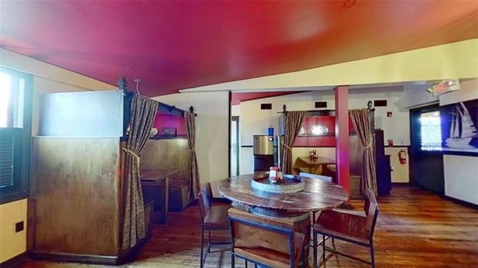 Dining room, Interior, Kitchen, Pendant Lights, Wood Texture Flooring