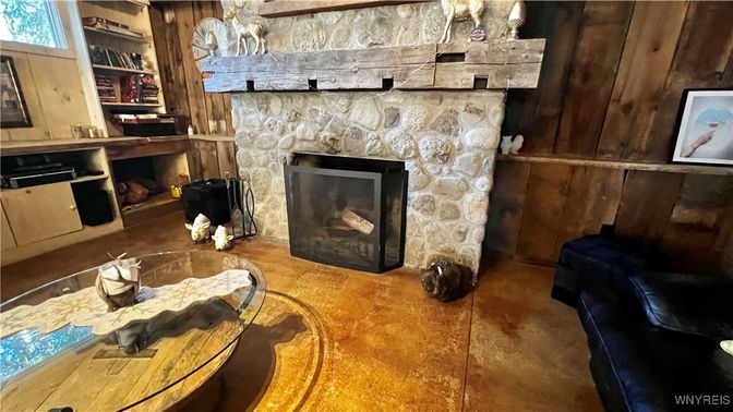 Fireplace, Interior, Wooden Walls
