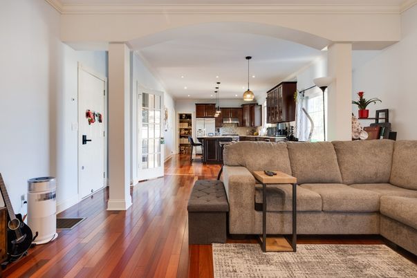 Interior, Kitchen, Living room, Pendant Lights, Recessed Lighting, Stainless Steel Appliances, Wood Texture Flooring