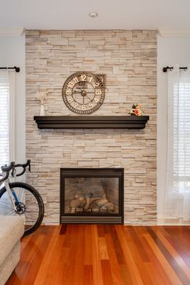 Fireplace, Interior, Stone Walls, Wood Texture Flooring