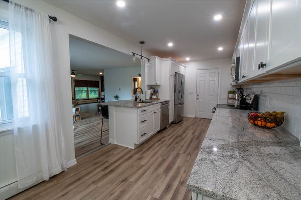 Interior, Kitchen, Pendant Lights, Recessed Lighting, Wood Texture Flooring