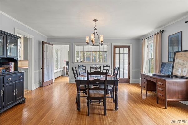 Chandelier, Dining room, Interior, Wood Texture Flooring