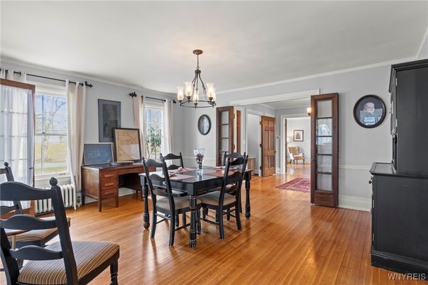 Chandelier, Dining room, Interior, Wood Texture Flooring