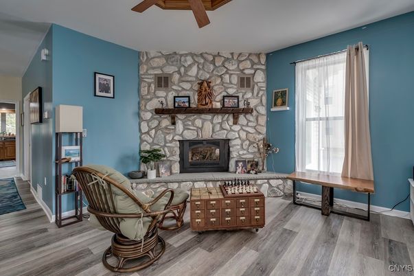 Fireplace, Interior, Stone Walls, Wood Texture Flooring