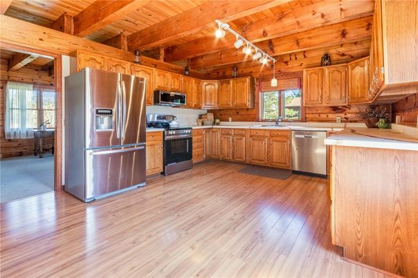 Interior, Kitchen, Stainless Steel Appliances, Wooden Beams, Wooden Ceilings, Wood Texture Flooring