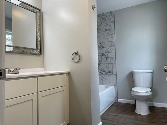 Bathroom, Interior, Marble Walls, Wood Texture Flooring