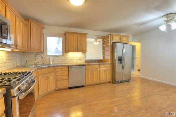 Interior, Kitchen, Stainless Steel Appliances, Wood Texture Flooring