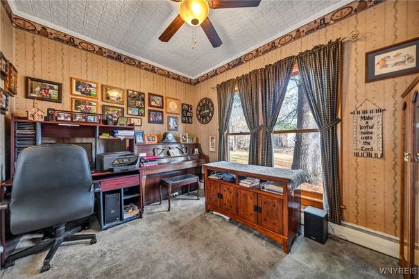 Home Office, Interior, Piano, Wooden Walls