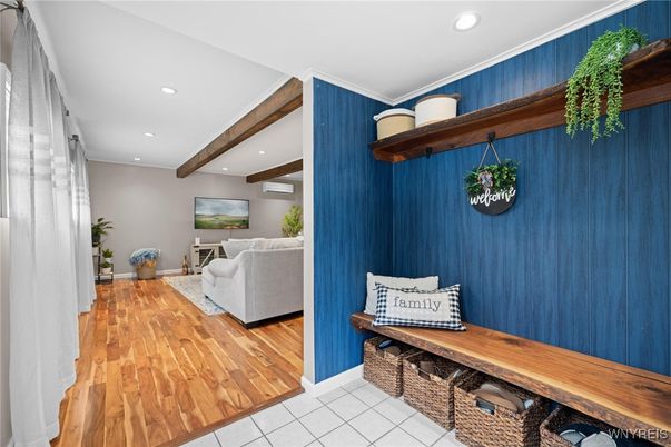 Interior, Living room, Recessed Lighting, Wooden Beams, Wood Texture Flooring