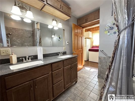 Bathroom, Dual Sink Vanities, Interior, Wood Texture Flooring