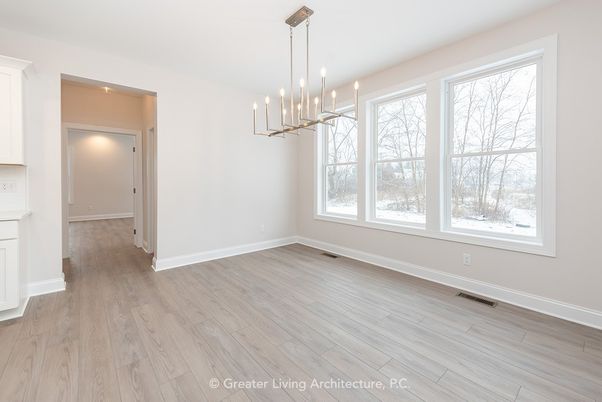 Empty room, Interior, Pendant Lights, Wood Texture Flooring