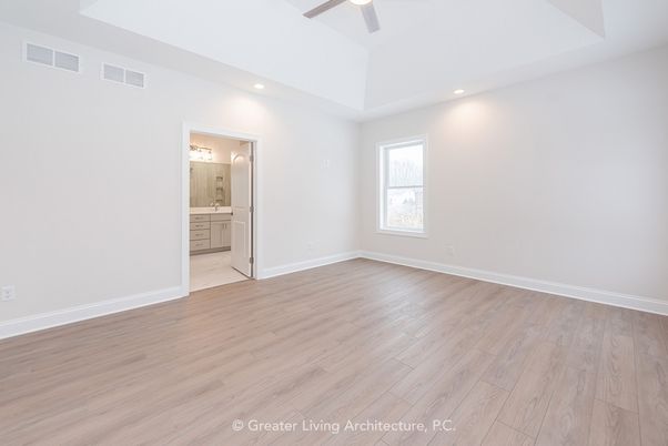 Bathroom, Empty room, Interior, Recessed Lighting, Wood Texture Flooring