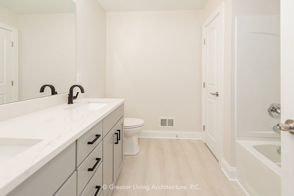 Bathroom, Dual Sink Vanities, Interior, Wood Texture Flooring