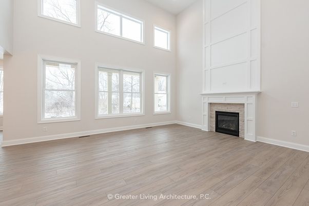 Empty room, Fireplace, Interior, Wood Texture Flooring