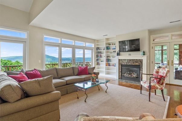 Fireplace, Interior, Living room, Water, Wood Texture Flooring