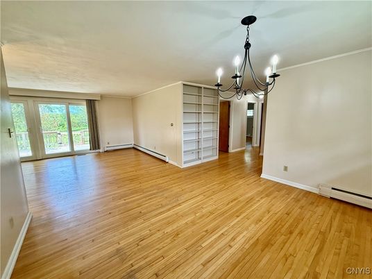 Chandelier, Empty room, Interior, Wood Texture Flooring