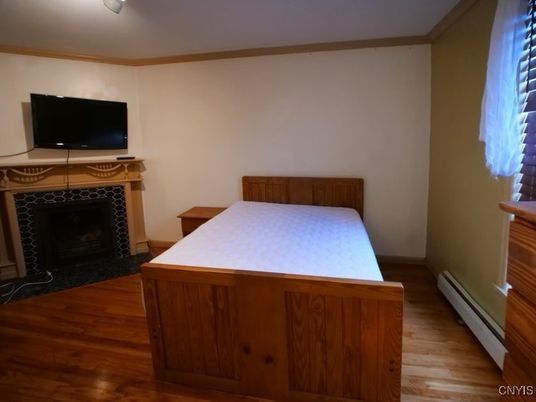 Bedroom, Fireplace, Interior, Wood Texture Flooring