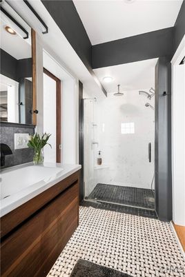 Bathroom, Glass Shower, Interior, Marble Walls