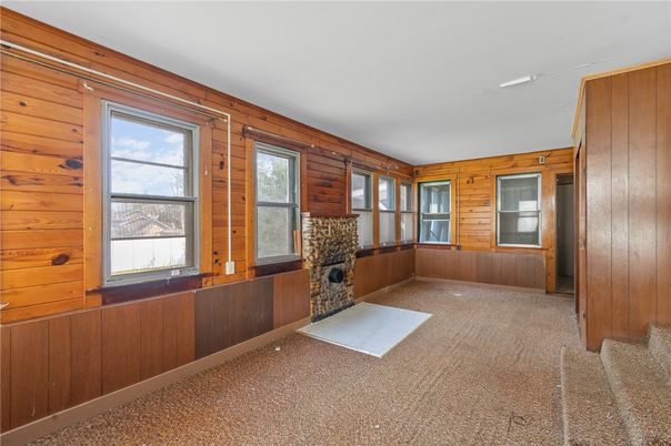 Empty room, Fireplace, Interior, Wooden Walls