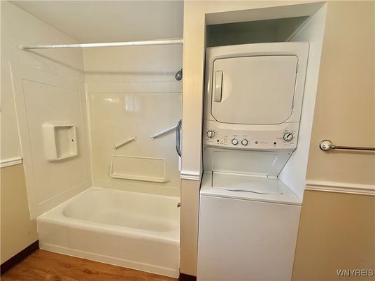 Bathroom, Interior, Utility Closets, Washer, Wood Texture Flooring