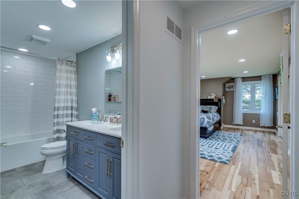 Bathroom, Bedroom, Interior, Recessed Lighting, Wood Texture Flooring